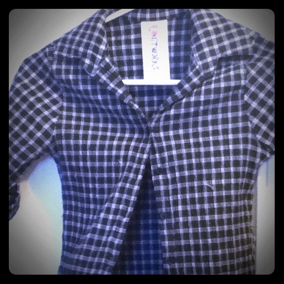 Plaid black and white cardigan