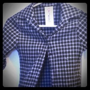 Plaid black and white cardigan