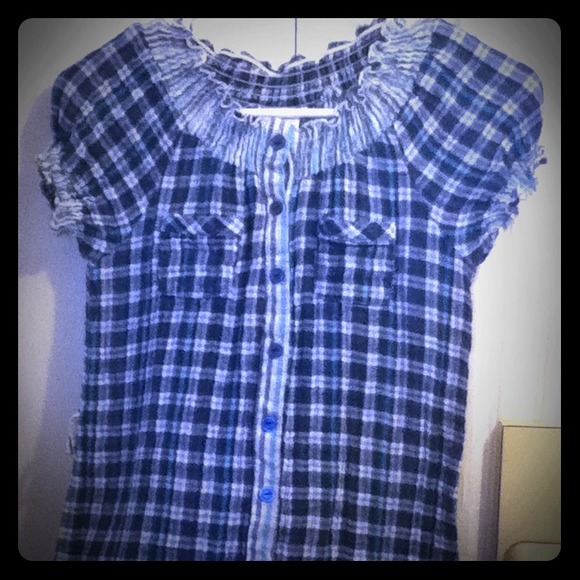 Button up blue plaid shirt