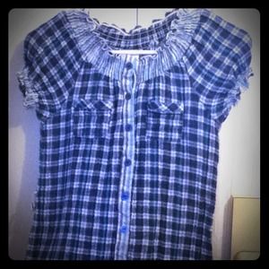 Button up blue plaid shirt