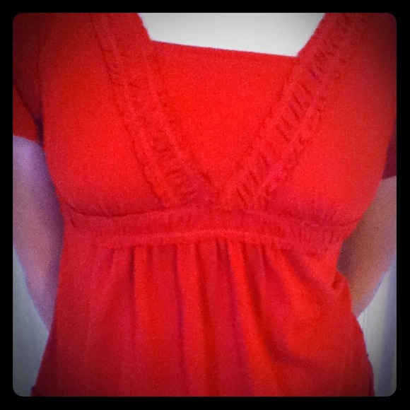 Red ruffly shirt