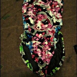 One piece multi-colored bathing suit