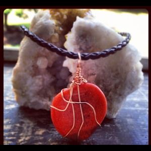 Coral wrapped in copper wire