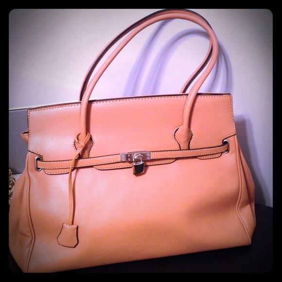 Tan leather media style tote- Never used