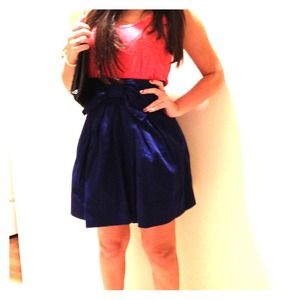 High waisted navy blue skirt with bow🎀