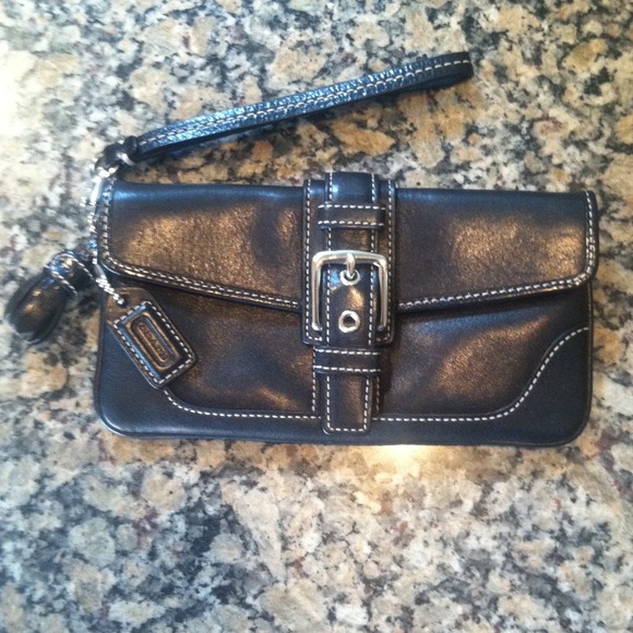 Coach Black leather wristlet - authentic!!