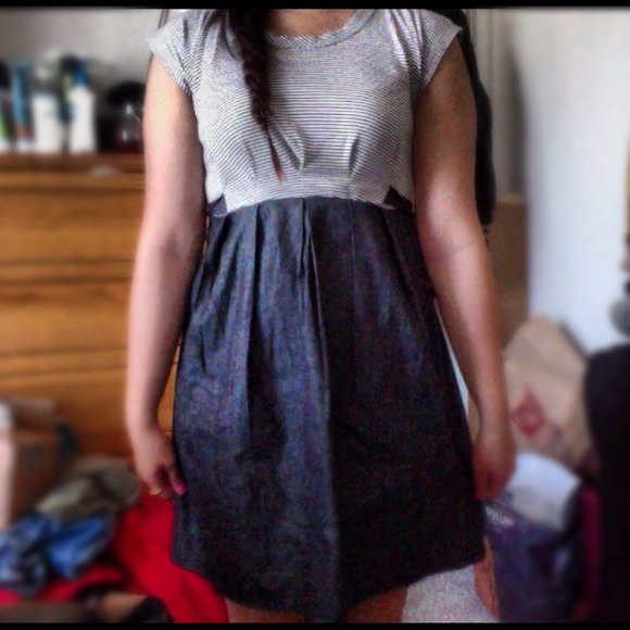Stripe/denim dress