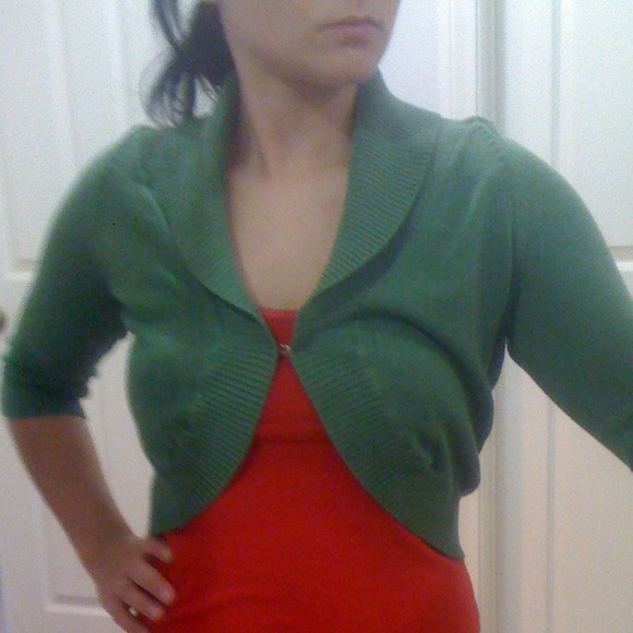 Green shawl sweater