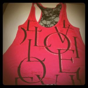Pink tank. Lace back.