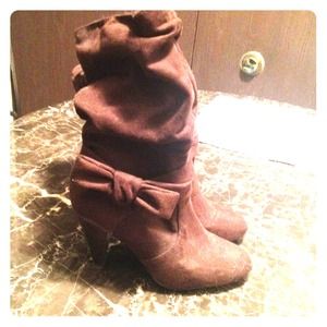 Chocolate brown suede booties