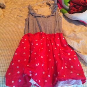 pink and grey polka dot dress