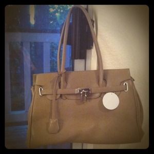Shoedazzle Taupe Birkin Style Bag