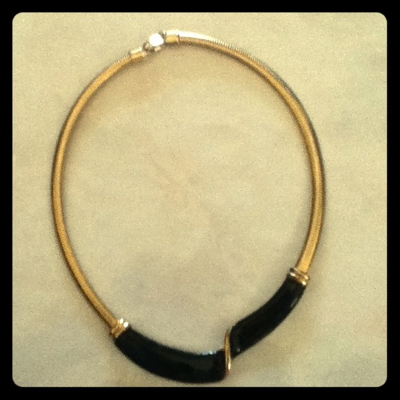 Vintage gold and black collar necklace