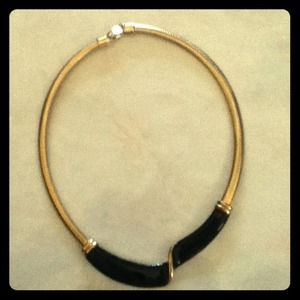 Vintage gold and black collar necklace