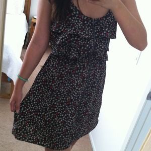 SOLD!Sparrow print ruffle front summer dress