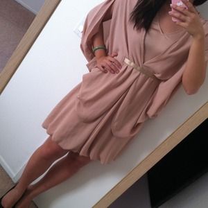 Peach pink Grecian style drape dress