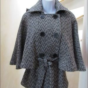 Steve Madden Wool Cape Coat in solid black