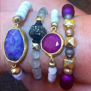 Bezeled Gemstone Bracelet Stack