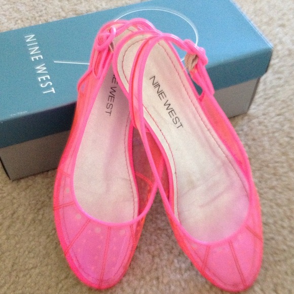 Clear Neon Pink Slingback flats