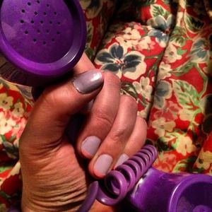 Purple retro cell phone attachment