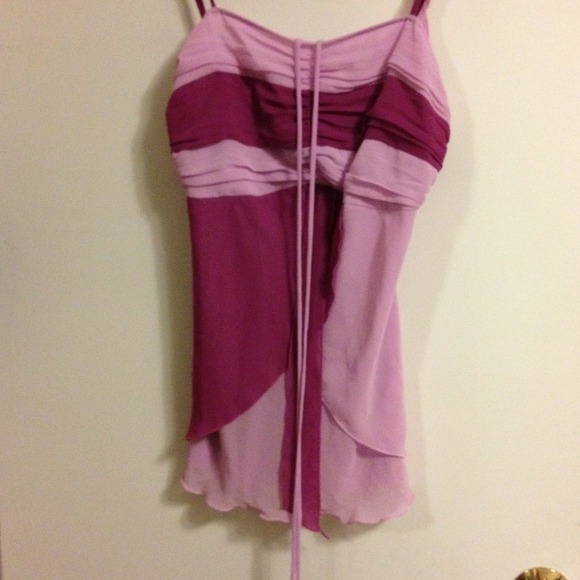 Tops - Sheer chiffon color block pastel purple shirt