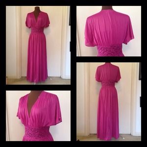 Vintage dark pink flutter sleeved nightgown Sz L