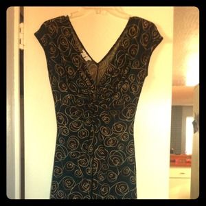 *REDUCED* brown dress with teal & tan swirls