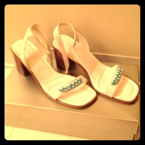 White and turquoise sandals