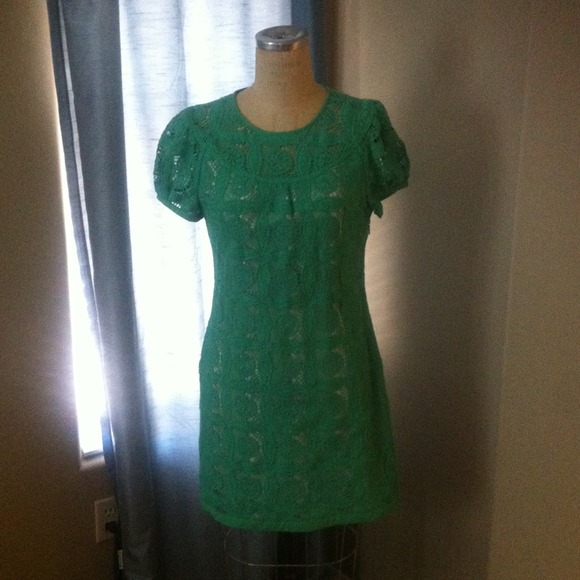 T Tahari lace/crochet teal dress