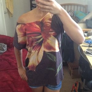 Brown floral off the shoulder top