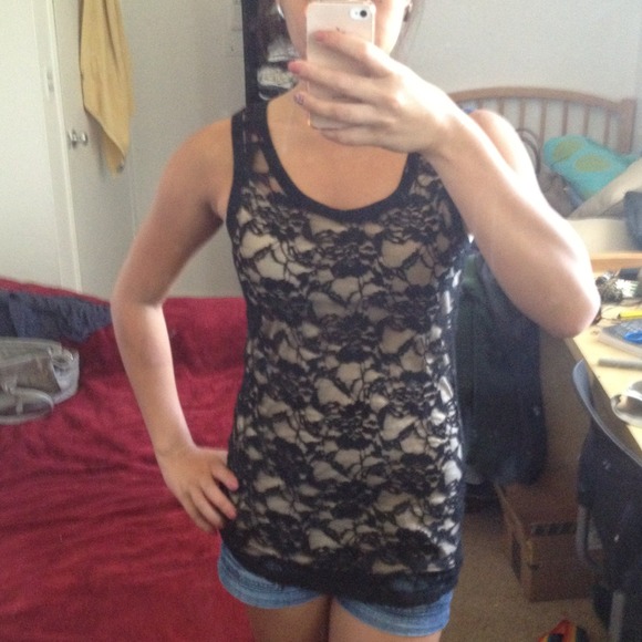 Black lace tank top