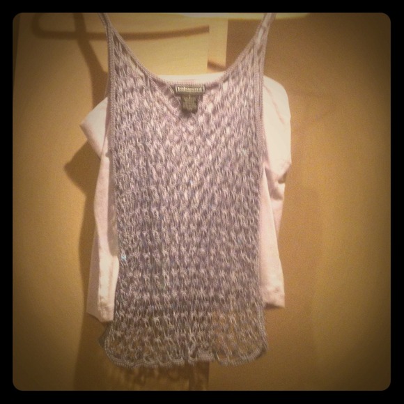 Lavender sequined mesh tank with under tank top