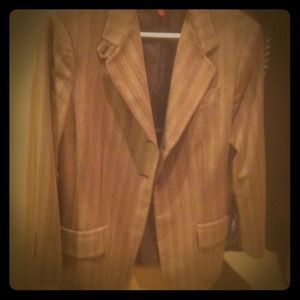 AK Anne Klein brown and taupe striped blazer