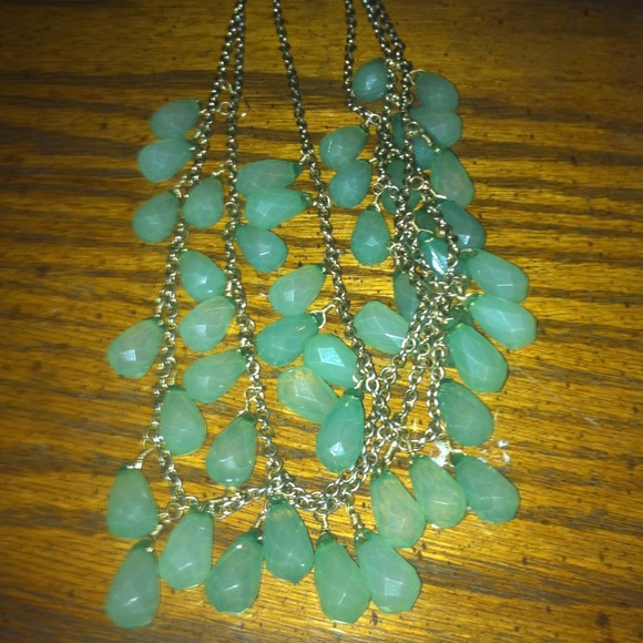 *SOLD*Trendy and Teal Teardrop Necklace! - Picture 2 of 3