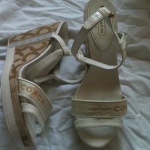 White Coach wedge sandals