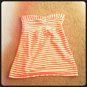 Orange striped tube from Hollister. Elastic back.