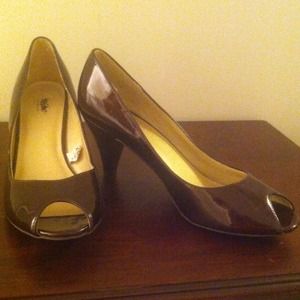 Burgundy peep toe heels