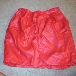 Lipstick red leather look skirt size m!