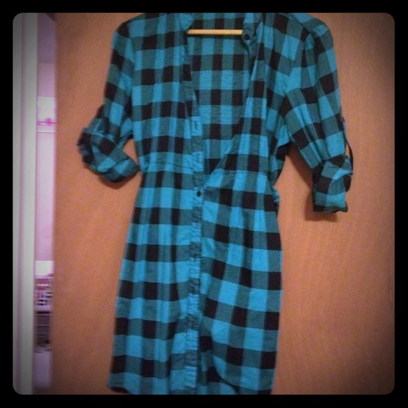 Plaid long half sleeve shirt