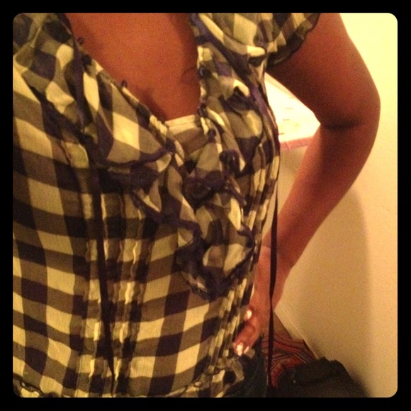 Navy and yellow checker shirt