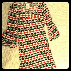 NEW retro patterned long sleeve dress