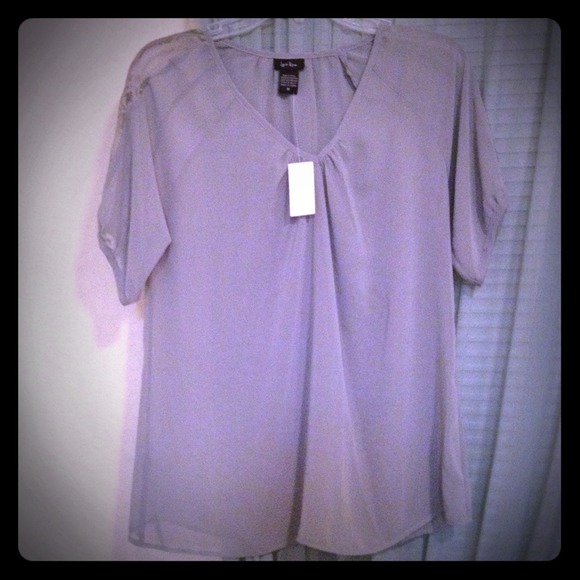 Sheer top with lace detail