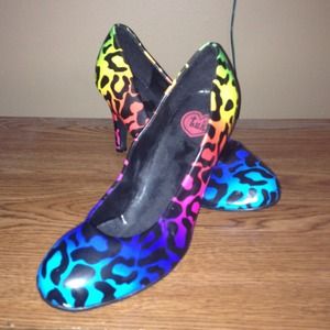 Rainbow leopard print pumps. Rainbow leopard print pumps.