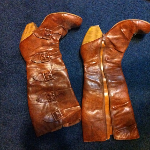 Faux leather medium brown boots