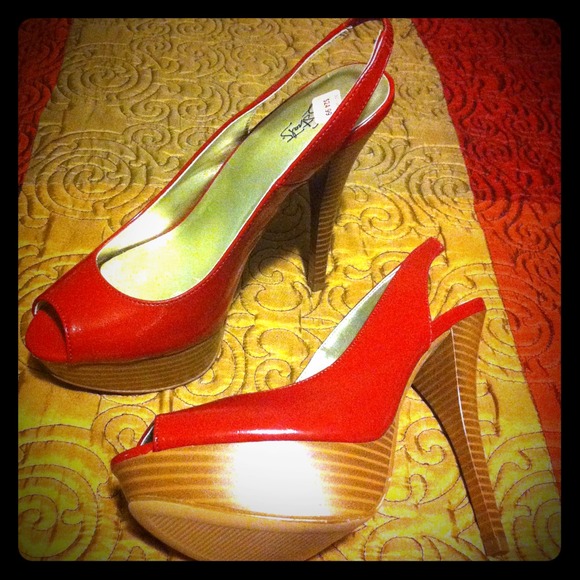 NWT Red Open Toe Heels