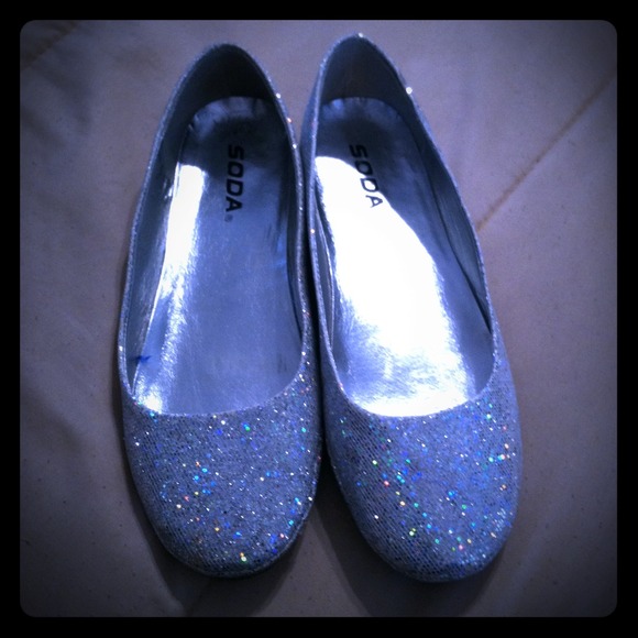 Silver sparkling flats.