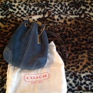 XX SOLD XXXX Authentic blue suede coach wristlete