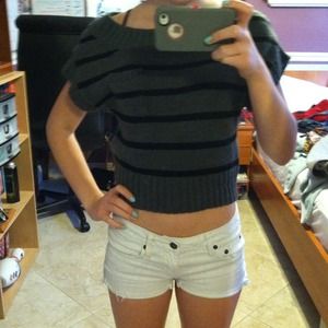 Grey and Black sweater crop top