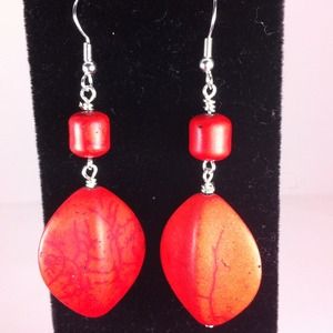 Cute Red Handmade Earrings