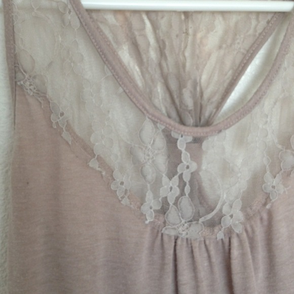 Taupe Racerback Lace Tank - Picture 2 of 4